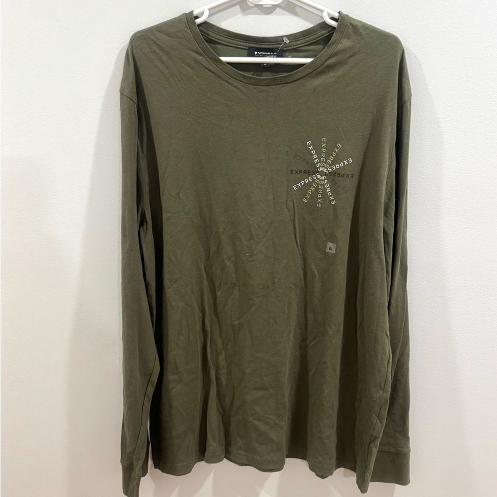 Express army green circle of logos long sleeve tshirt size XL NWT